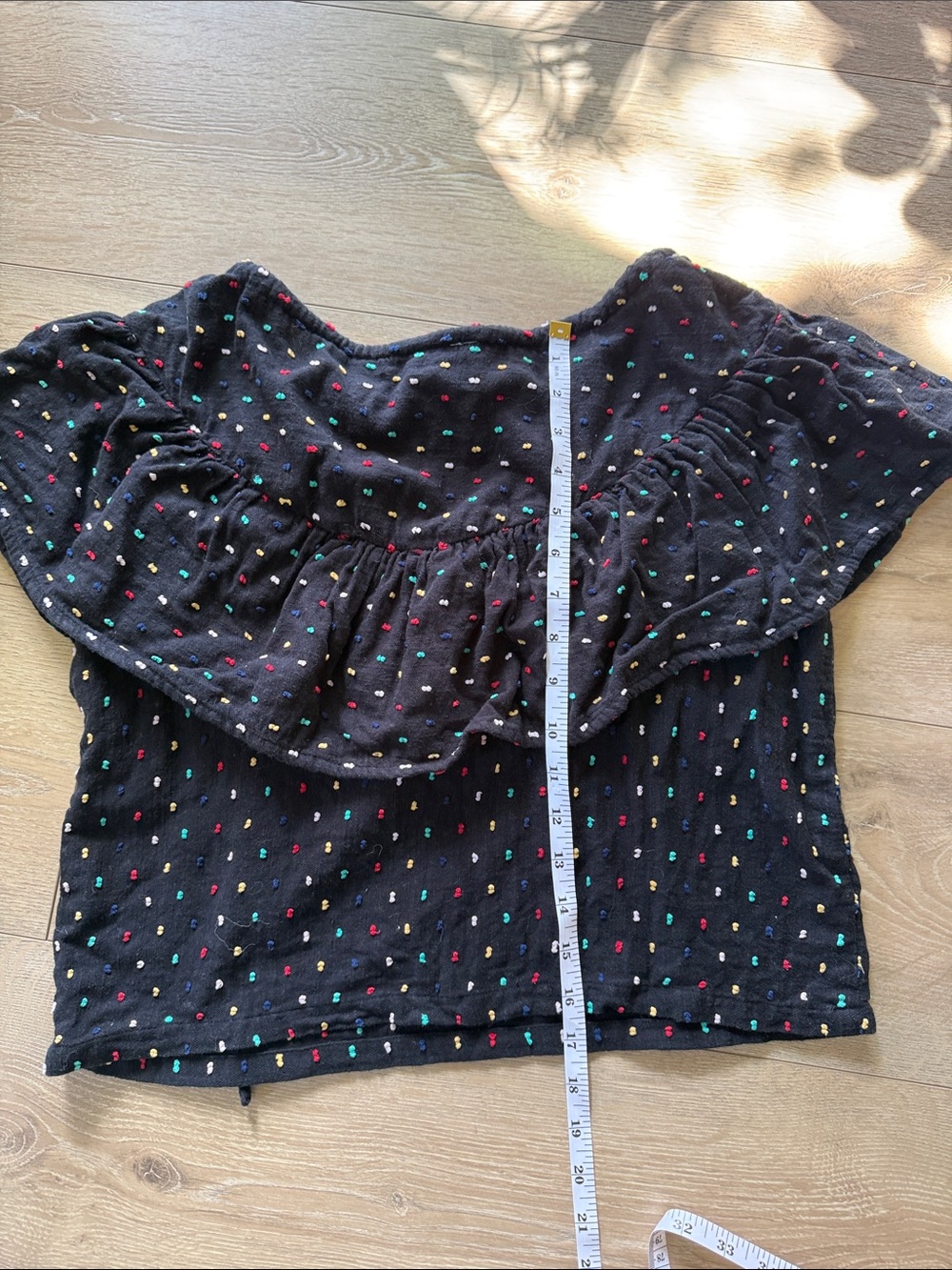 Ace & Jig Barney’s New York Black Ruffle Off-Shoulder Top with Multicolor Dots - Picture 6 of 6